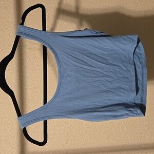 SHEIN Sky Blue Ribbed Cropped Tank Top